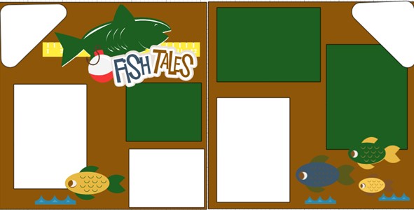 FISHING 12x12 Scrapbook Pages Premade Layout Fish Stories 