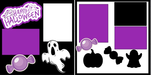 HAPPY HALLOWEEN GHOSTS CANDY  -  page kit
