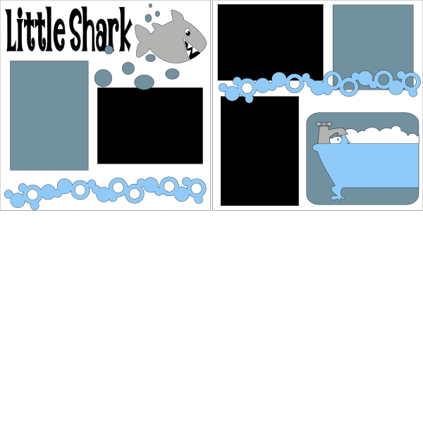 BATHTIME BOY * LITTLE SHARK   -basic page kit